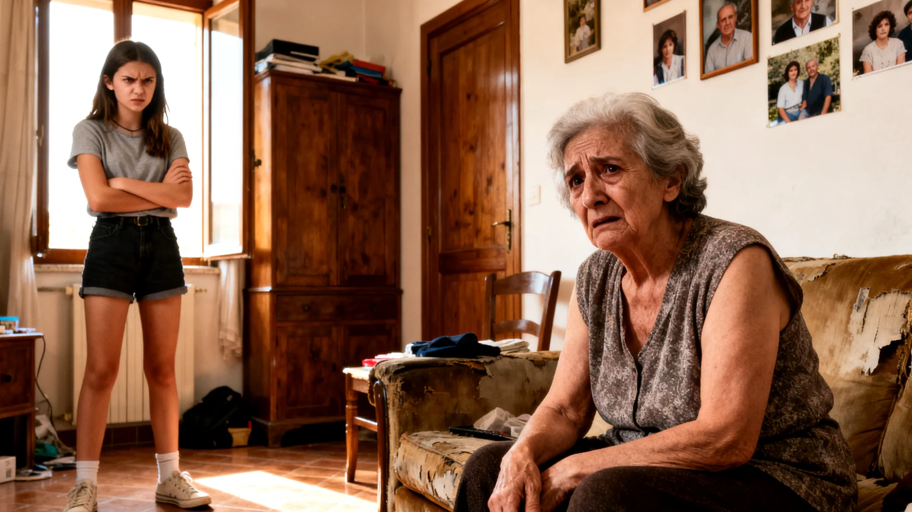 Nonna che fatica a gestire le reazioni esplosive e l'insofferenza della nipote adolescente di fronte a piccoli contrattempi, limiti o negazioni, con conseguente sensazione di impotenza e difficoltà nel trovare il giusto equilibrio tra comprensione e fermezza educativa."