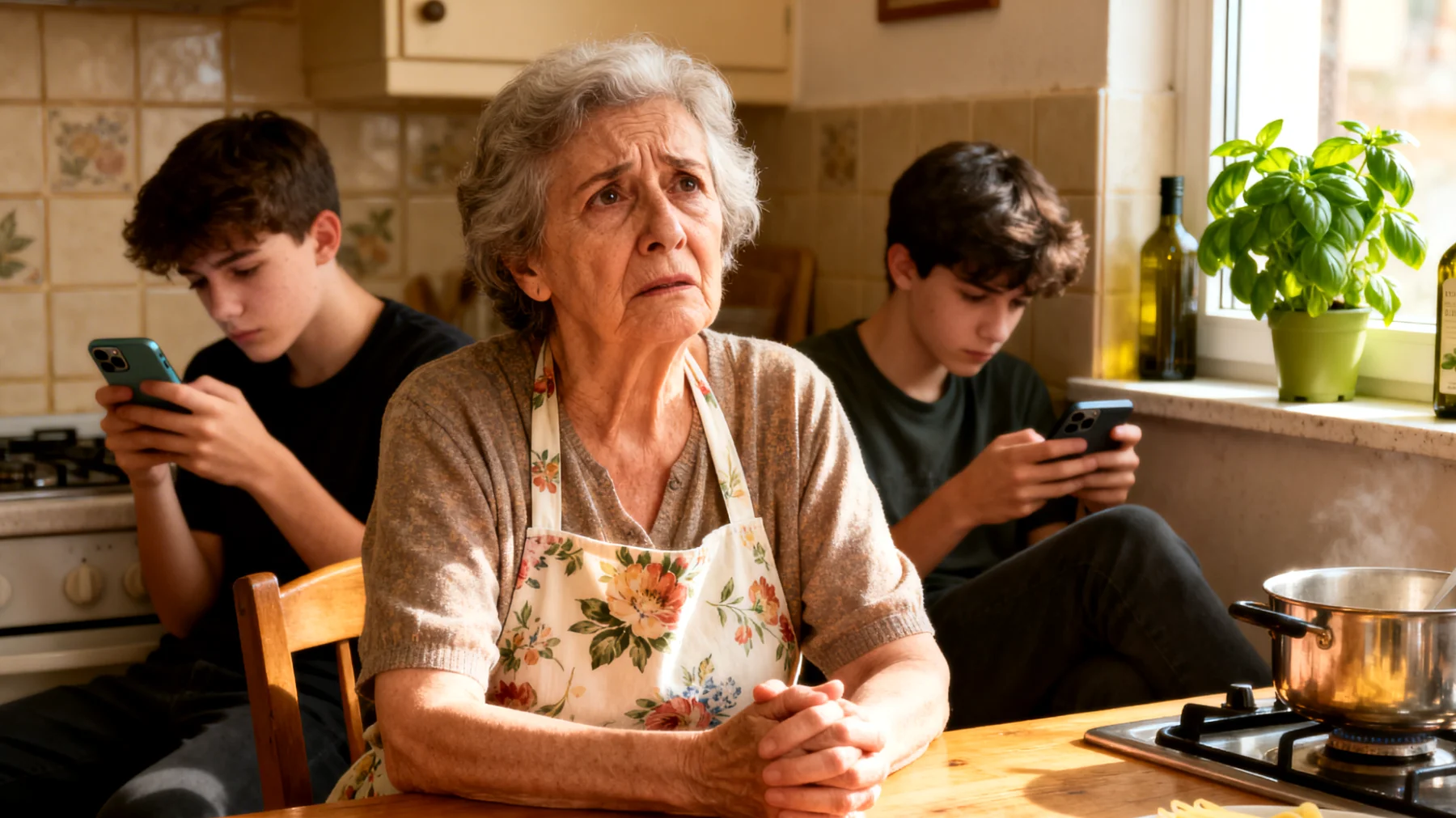 Nonna in ansia per il futuro dei nipoti adolescenti: teme che le loro scelte scolastiche e di vita non li portino alla stabilità economica e alla realizzazione personale, ma fatica a trovare il modo giusto per consigliare senza sembrare invadente o fuori dal tempo"